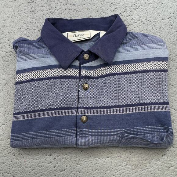 Classics by Palmland‎ Polo Shirt Mens XL Geometric Striped Pattern Short Sleeve - Picture 10 of 11